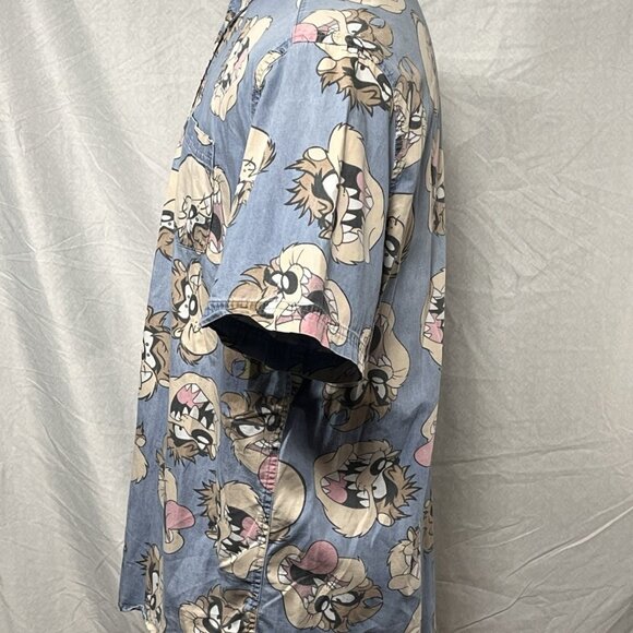Looney Tunes Taz Button Up Shirt Mens XL All Over Print Warner Bros - Picture 4 of 15